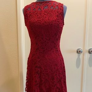 Red Lace midi gown